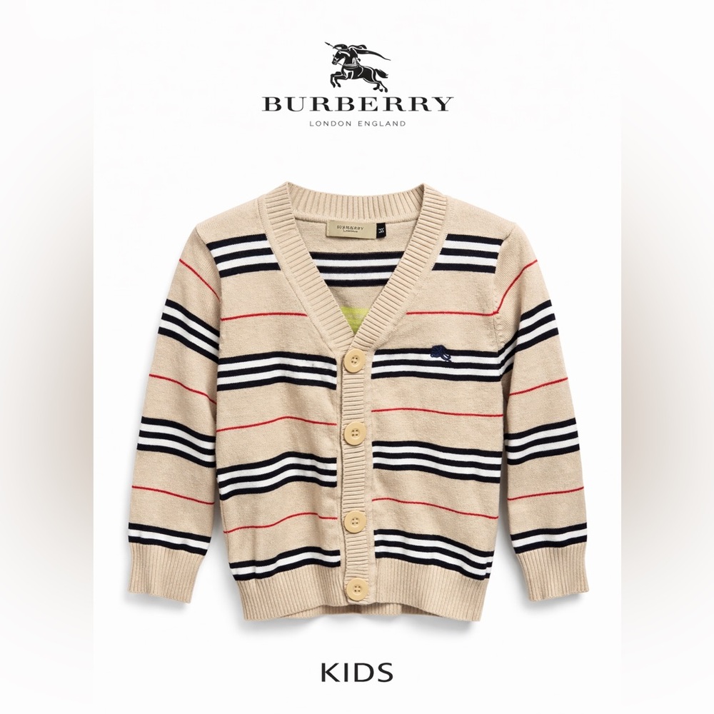 Burberry Beige and Black Striped Sweater